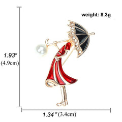 Cartoon Character Umbrella Oil Enamel Brooch Pin Men