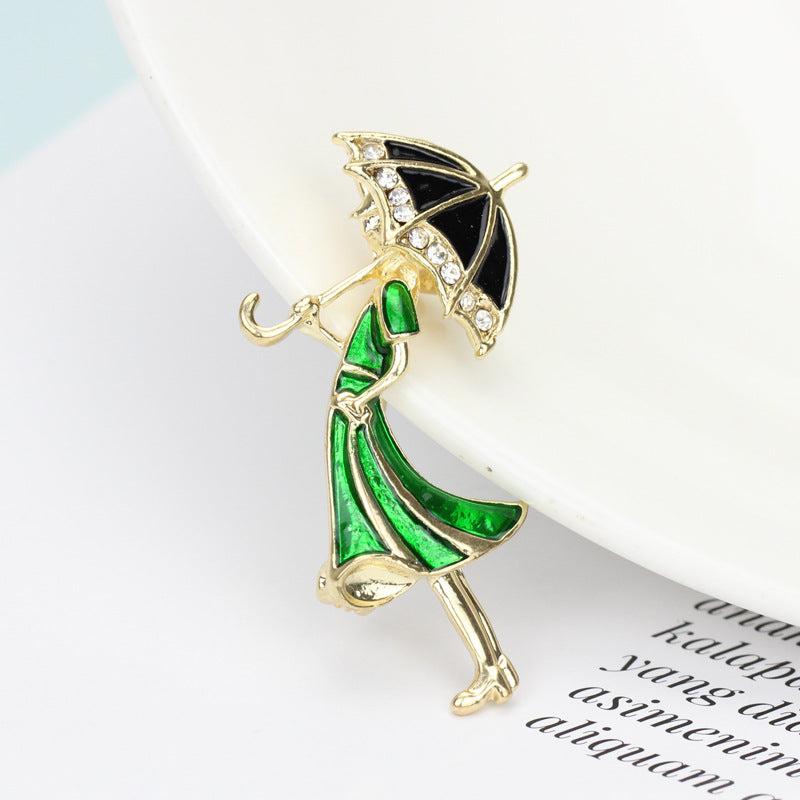 Cartoon Character Umbrella Oil Enamel Brooch Pin Men