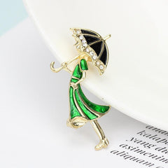 Cartoon Character Umbrella Oil Enamel Brooch Pin Men