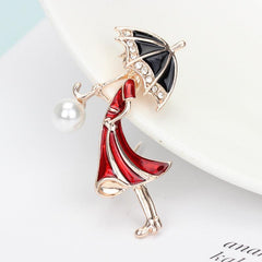 Cartoon Character Umbrella Oil Enamel Brooch Pin Men