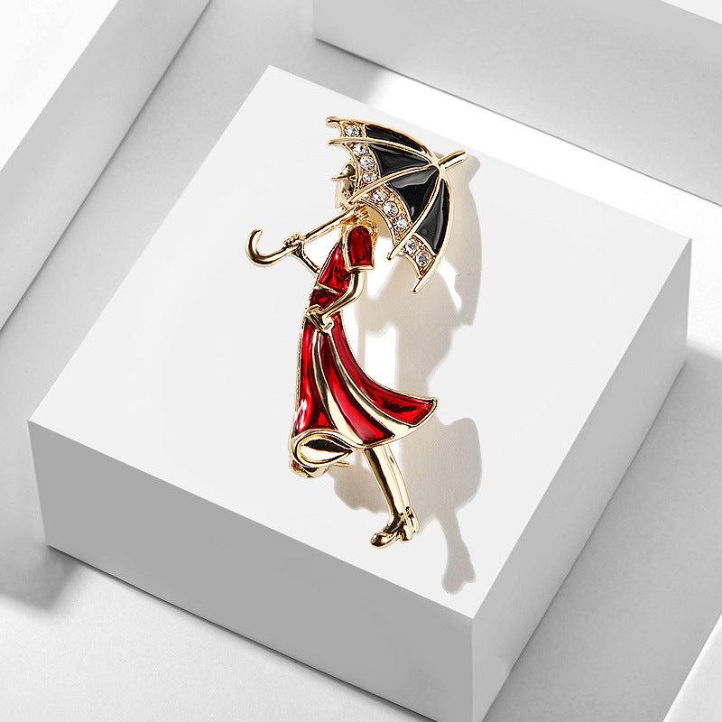 Cartoon Character Umbrella Oil Enamel Brooch Pin Men