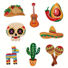 8pcs Mexico Style Iron On Patches Sew On Embroidered