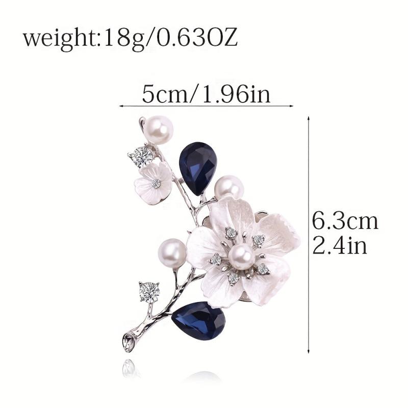 Men's Plum Blossom Pearl Crystal Brooch Charm