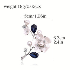 Men's Plum Blossom Pearl Crystal Brooch Charm