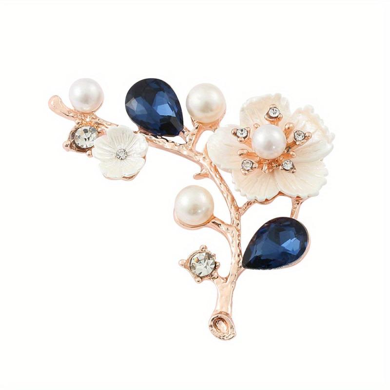 Men's Plum Blossom Pearl Crystal Brooch Charm