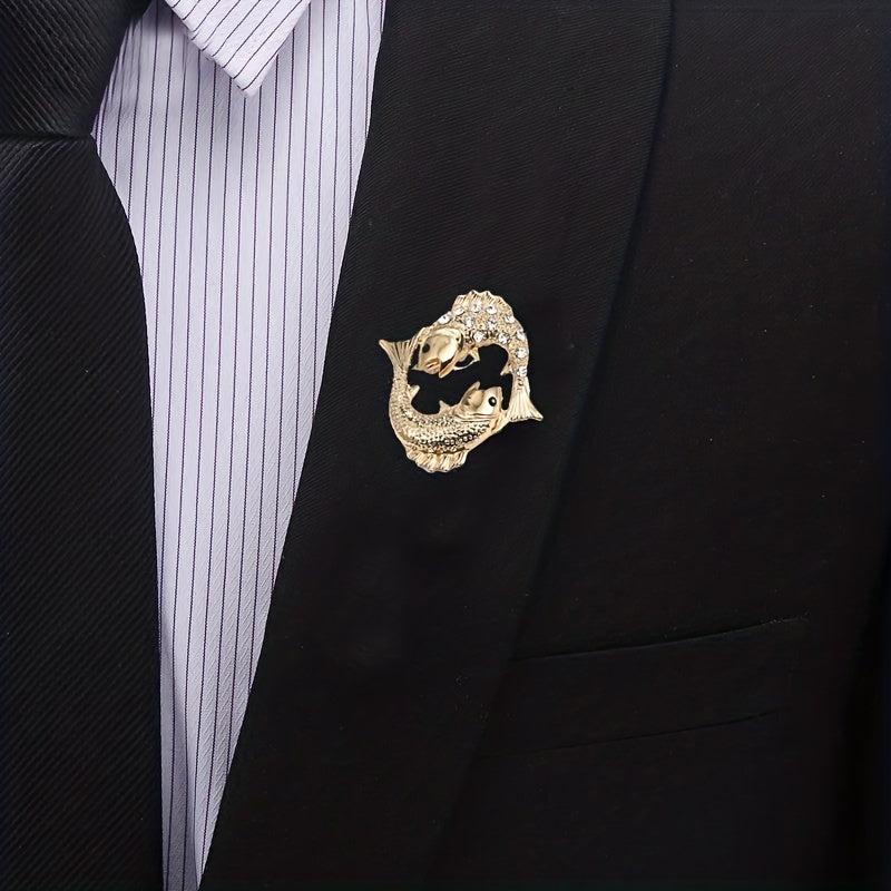 Animal Alloy Rhinestone Corsage Pin Brooch For Men
