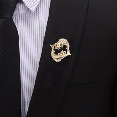 Animal Alloy Rhinestone Corsage Pin Brooch For Men