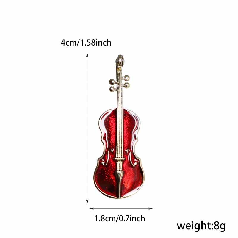 Retro Red Violin Enamel Brooch for Men and Women