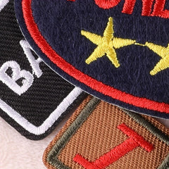 5pcs Embroidered Letter Square Mixed Patches Iron on Cloth Stickers For Girls