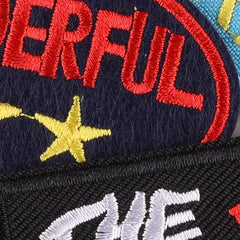 5pcs Embroidered Letter Square Mixed Patches Iron on Cloth Stickers For Girls