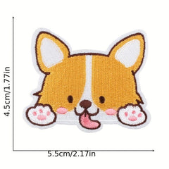 11pcs Corgi Iron On Patches Sew On Embroidered Applique Repair Patch DIY Crafts