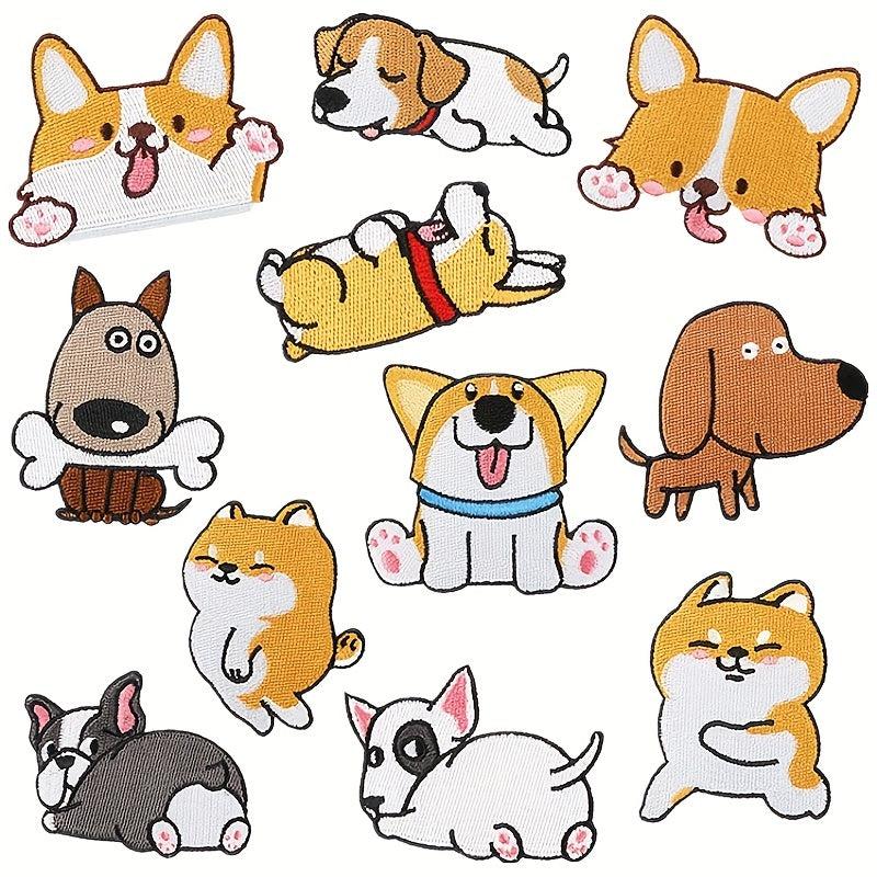 11pcs Corgi Iron On Patches Sew On Embroidered Applique Repair Patch DIY Crafts