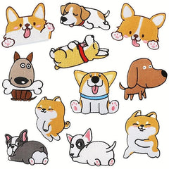 11pcs Corgi Iron On Patches Sew On Embroidered Applique Repair Patch DIY Crafts