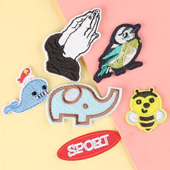 6pcs Girls Cartoon Elephant Bee Embroidered Emblem Badge DIY Decorative Accessor
