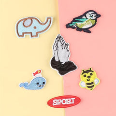 6pcs Girls Cartoon Elephant Bee Embroidered Emblem Badge DIY Decorative Accessor