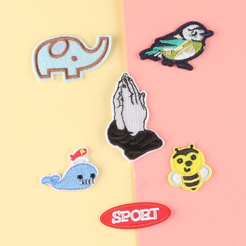 6pcs Girls Cartoon Elephant Bee Embroidered Emblem Badge DIY Decorative Accessor