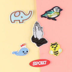 6pcs Girls Cartoon Elephant Bee Embroidered Emblem Badge DIY Decorative Accessor