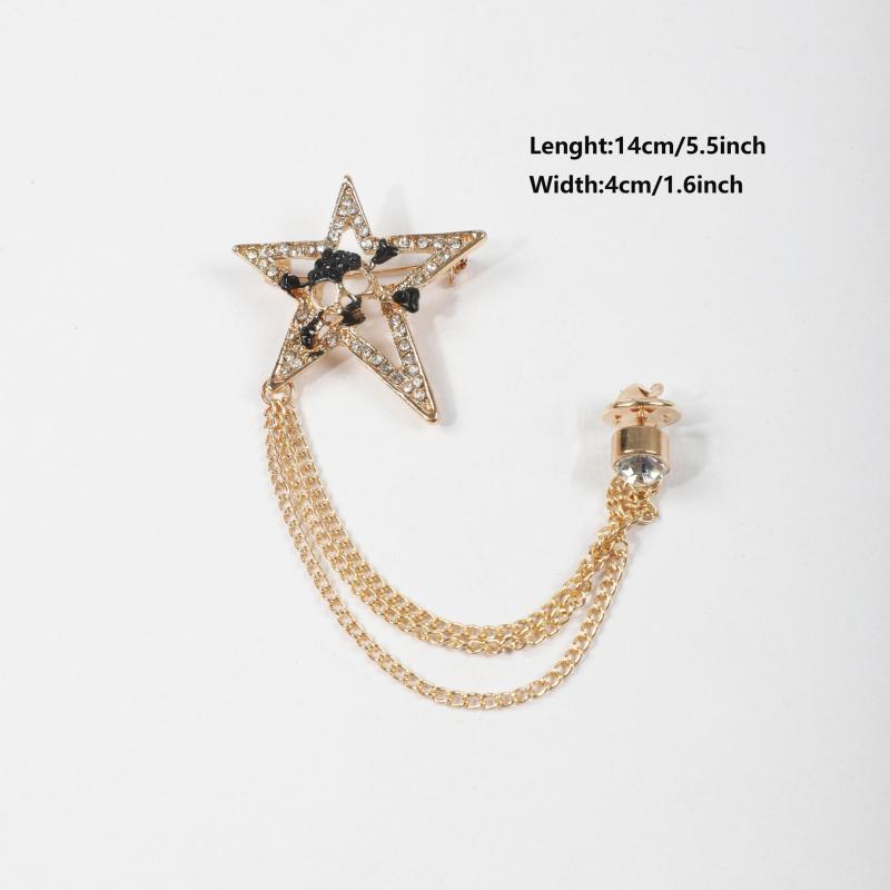 Skull Star Rhinestone Tassel Brooch Pin for Wedding Banquet