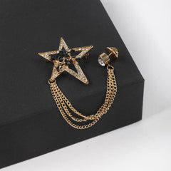 Skull Star Rhinestone Tassel Brooch Pin for Wedding Banquet