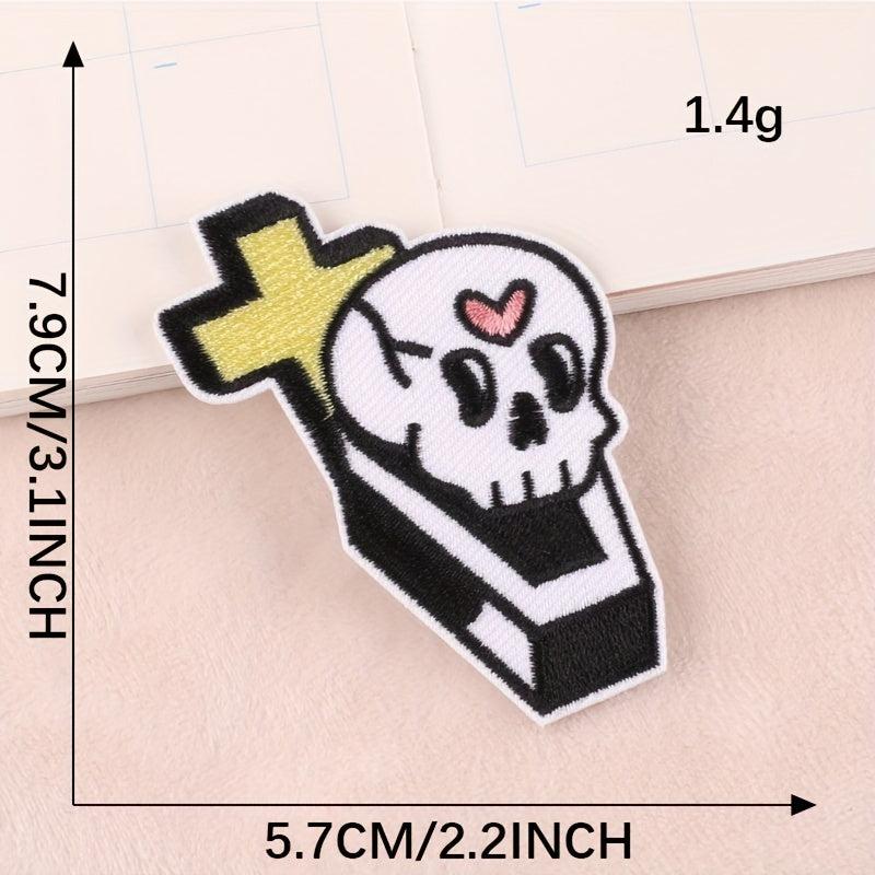 6pcs Skull Ghost Head Butterfly Cloth Label Clothing Patch Embroidery Patches