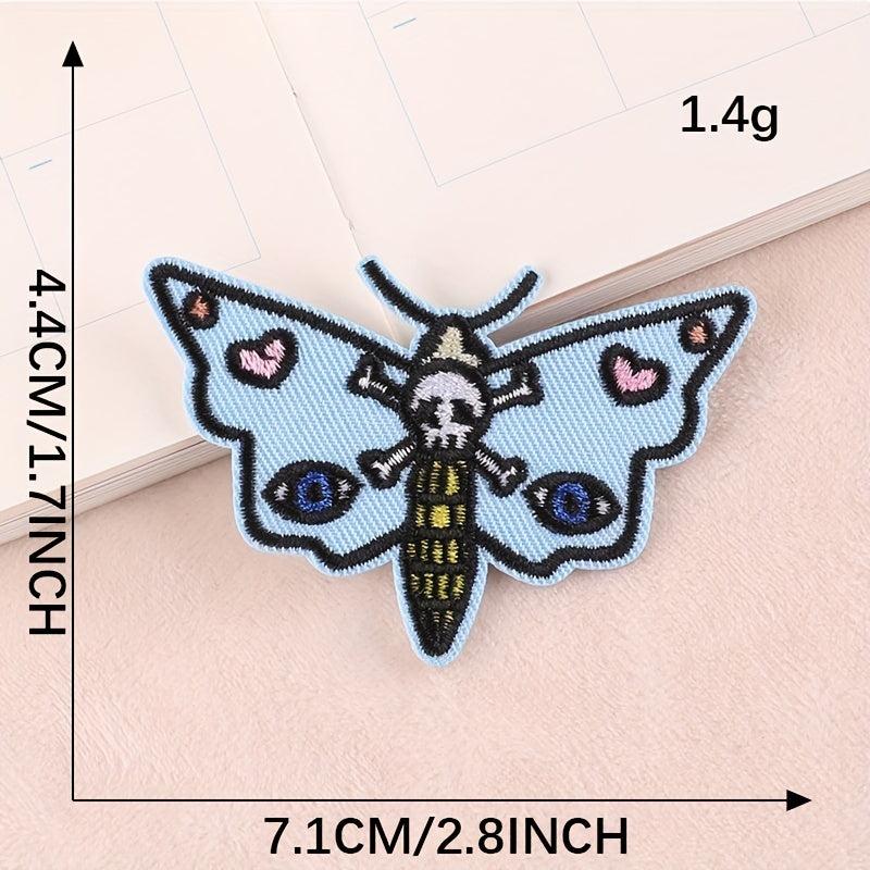 6pcs Skull Ghost Head Butterfly Cloth Label Clothing Patch Embroidery Patches
