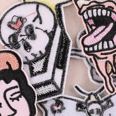 6pcs Skull Ghost Head Butterfly Cloth Label Clothing Patch Embroidery Patches
