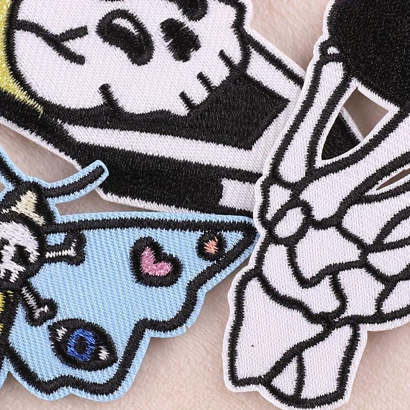 6pcs Skull Ghost Head Butterfly Cloth Label Clothing Patch Embroidery Patches