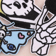 6pcs Skull Ghost Head Butterfly Cloth Label Clothing Patch Embroidery Patches