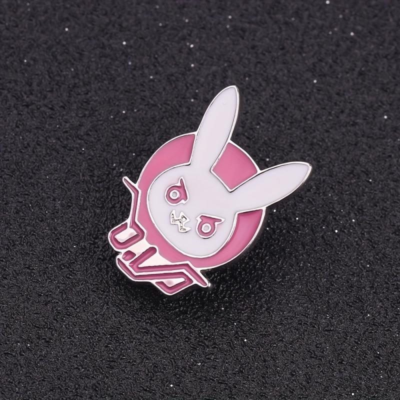 Men's Pink Bunny Brooch, Cartoon Character Backpack Accessory