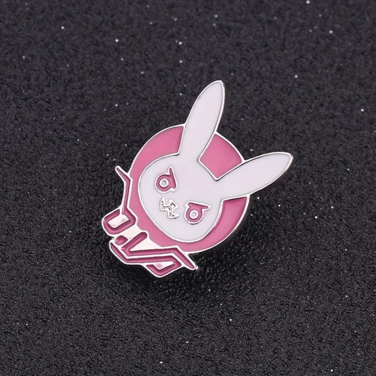 Men's Pink Bunny Brooch, Cartoon Character Backpack Accessory
