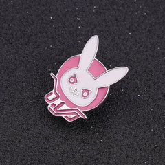 Men's Pink Bunny Brooch, Cartoon Character Backpack Accessory