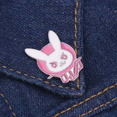 Men's Pink Bunny Brooch, Cartoon Character Backpack Accessory