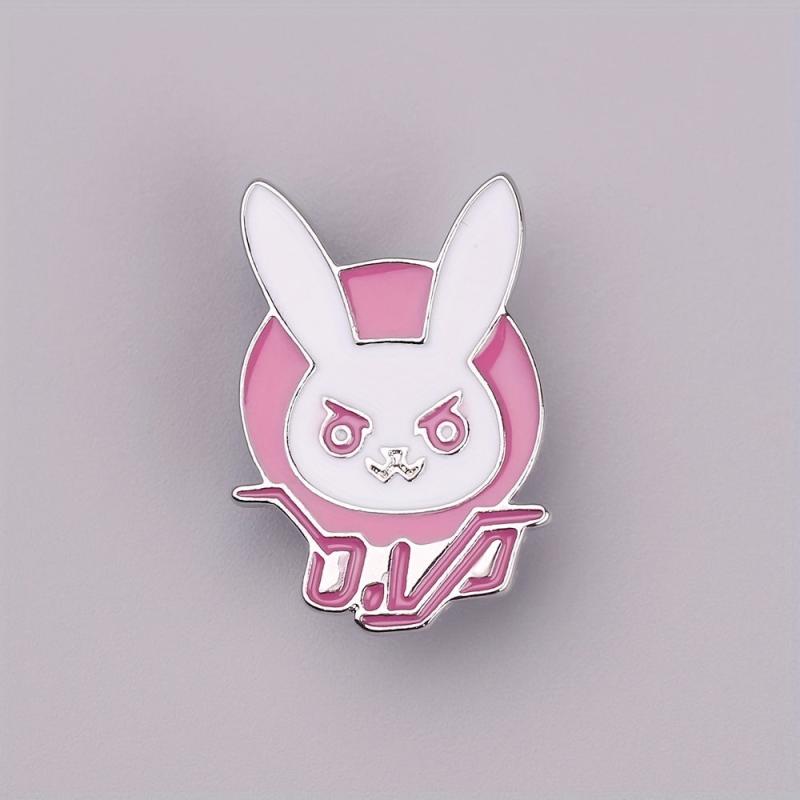 Men's Pink Bunny Brooch, Cartoon Character Backpack Accessory