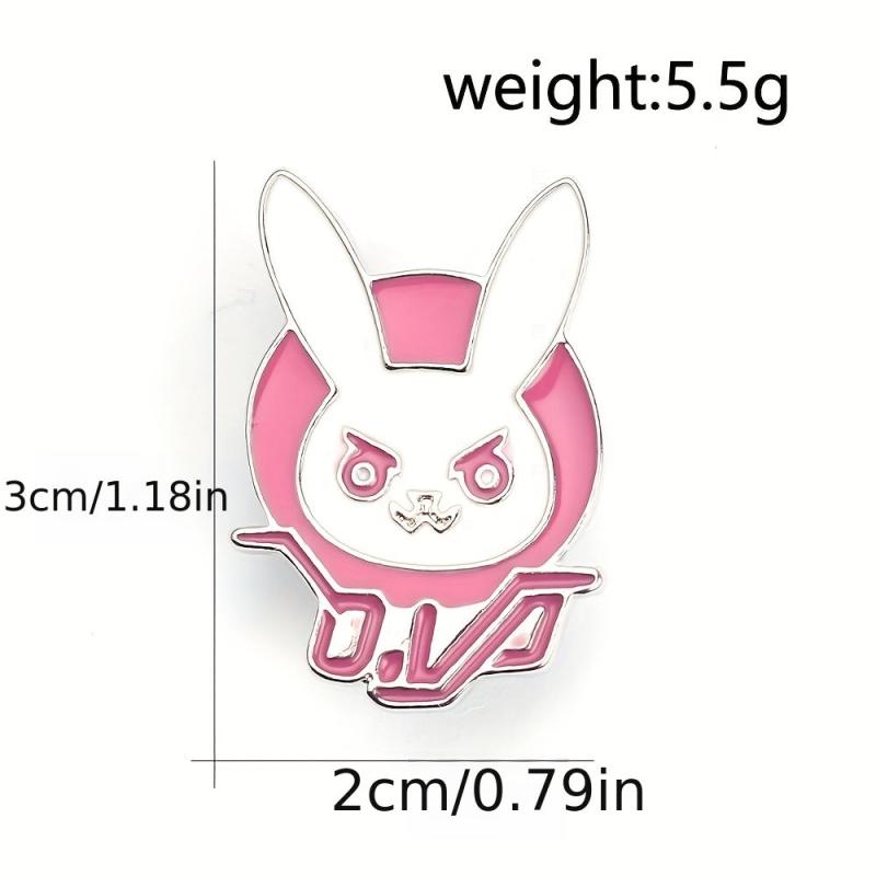 Men's Pink Bunny Brooch, Cartoon Character Backpack Accessory