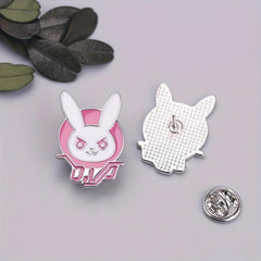 Men's Pink Bunny Brooch, Cartoon Character Backpack Accessory