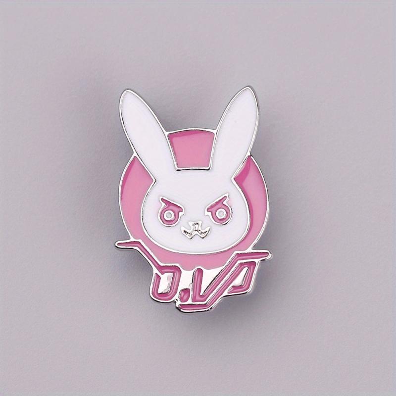 Men's Pink Bunny Brooch, Cartoon Character Backpack Accessory