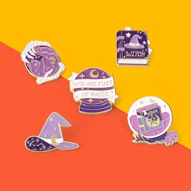 5 Purple Magic Badges Backpack Metal Badges Anti lighting Brooch Accessories