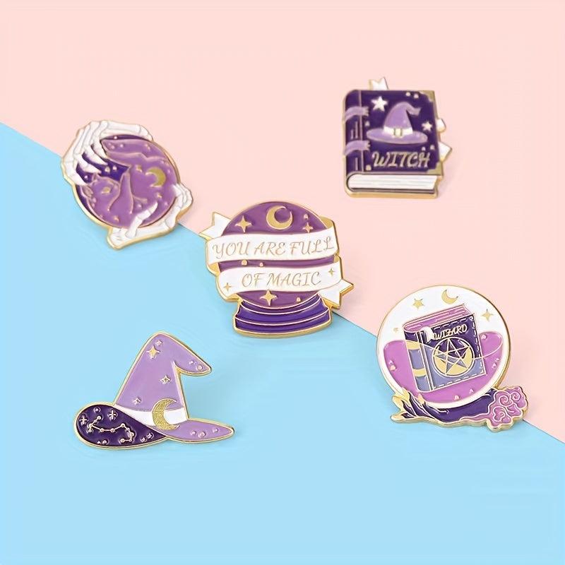 5 Purple Magic Badges Backpack Metal Badges Anti lighting Brooch Accessories