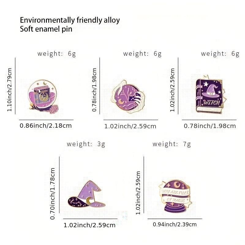 5 Purple Magic Badges Backpack Metal Badges Anti lighting Brooch Accessories