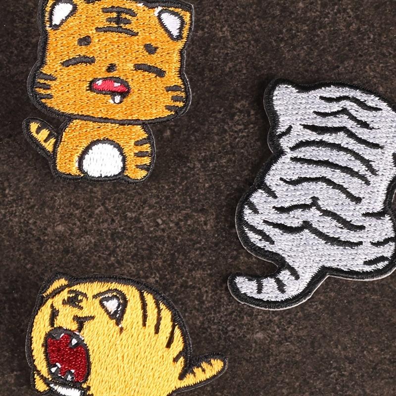 6pcs Tiger Embroidery Patches Fabric DIY Clothes Accessories