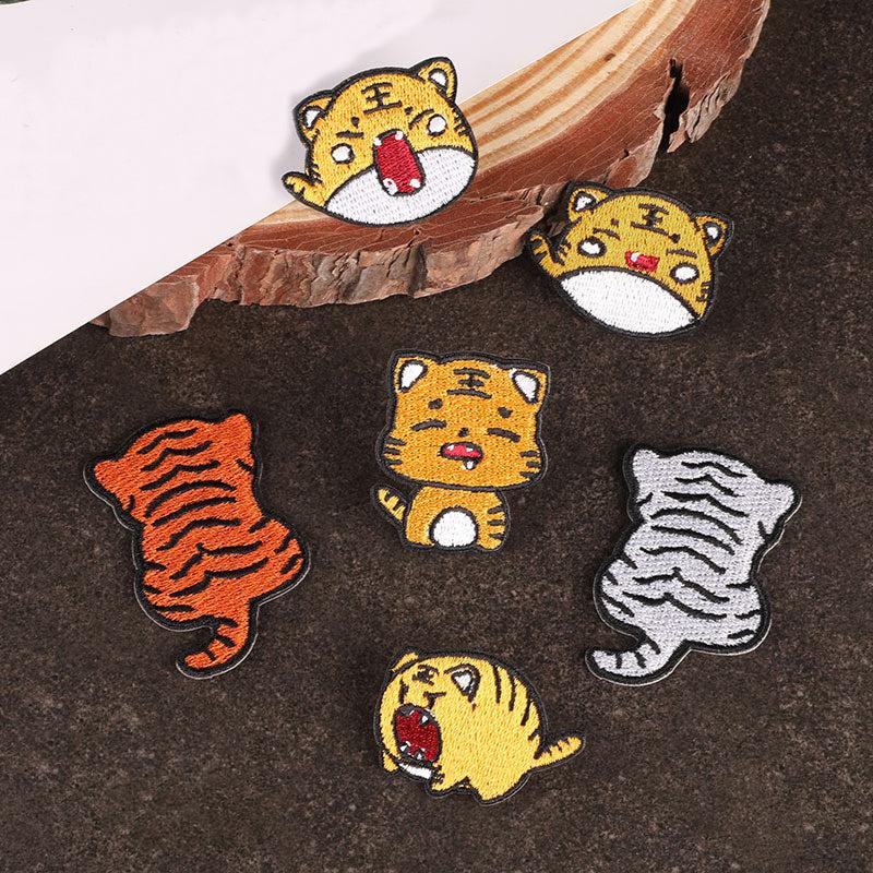 6pcs Tiger Embroidery Patches Fabric DIY Clothes Accessories