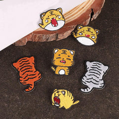 6pcs Tiger Embroidery Patches Fabric DIY Clothes Accessories