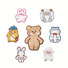 7pc Plush Iron On Patches Embroidered Applique DIY Crafts For Clothing