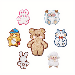 7pc Plush Iron On Patches Embroidered Applique DIY Crafts For Clothing