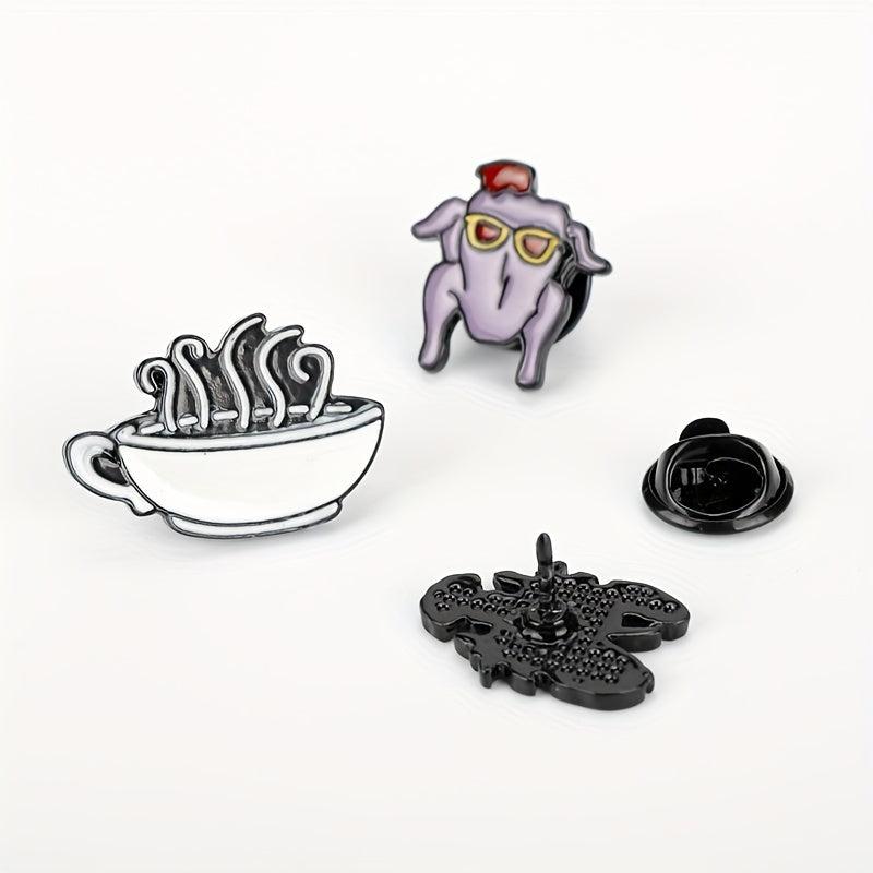 Lobster Coffee Turkey Pattern Brooch Badge for Men