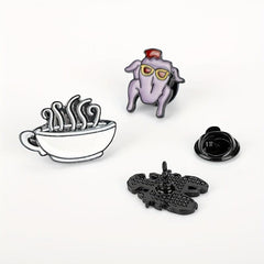 Lobster Coffee Turkey Pattern Brooch Badge for Men