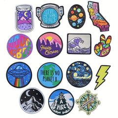 15pcs Assorted Embroidered Iron Patches Applique Clothes Dress Plant