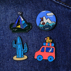 Cactus Car Forest Brooch Set Clothing Accessories Men