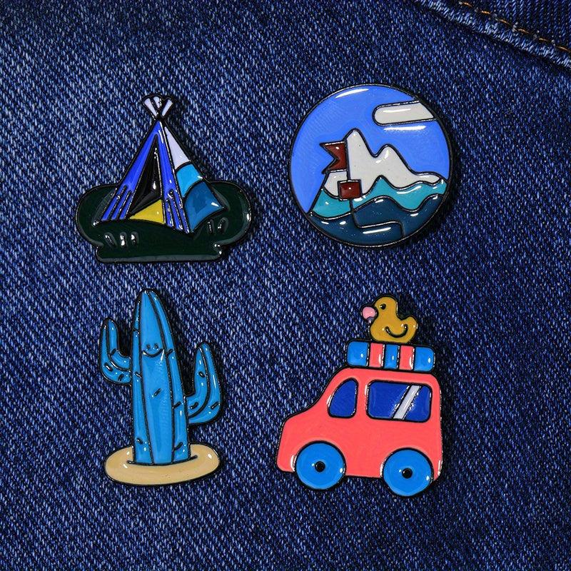 Cactus Car Forest Brooch Set Clothing Accessories Men