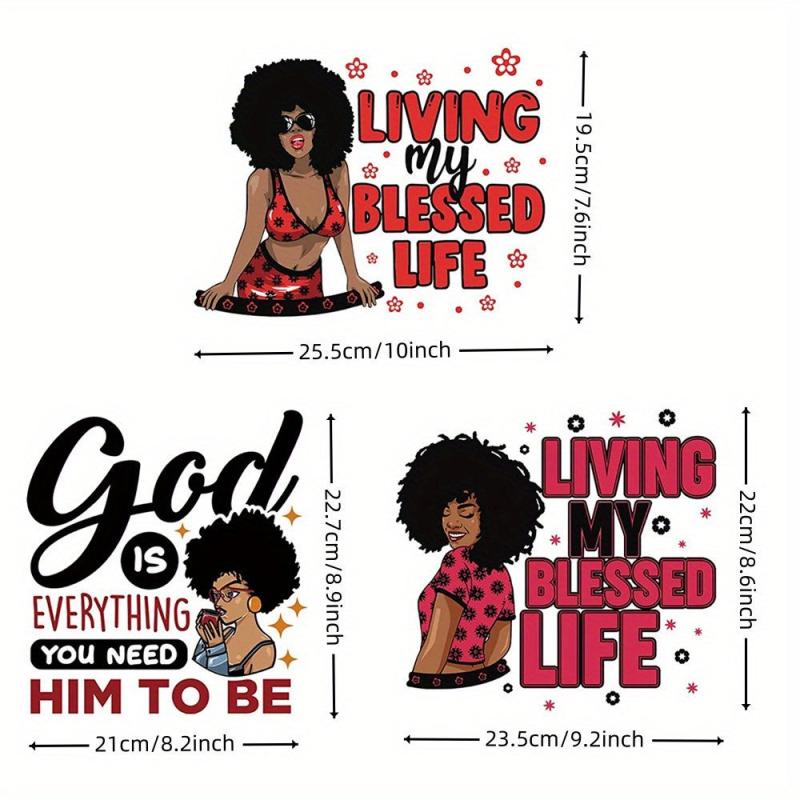 3pcs Girl Iron On Patches Decals For Clothing Jackets Backpacks